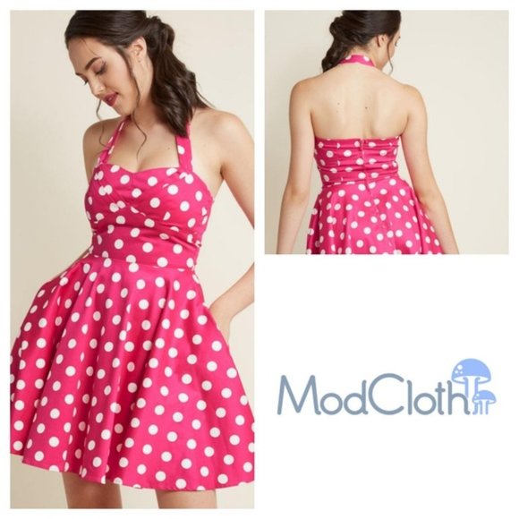 Modcloth travelling cake pop truck dress - pink polka dot - Picture 2 of 5